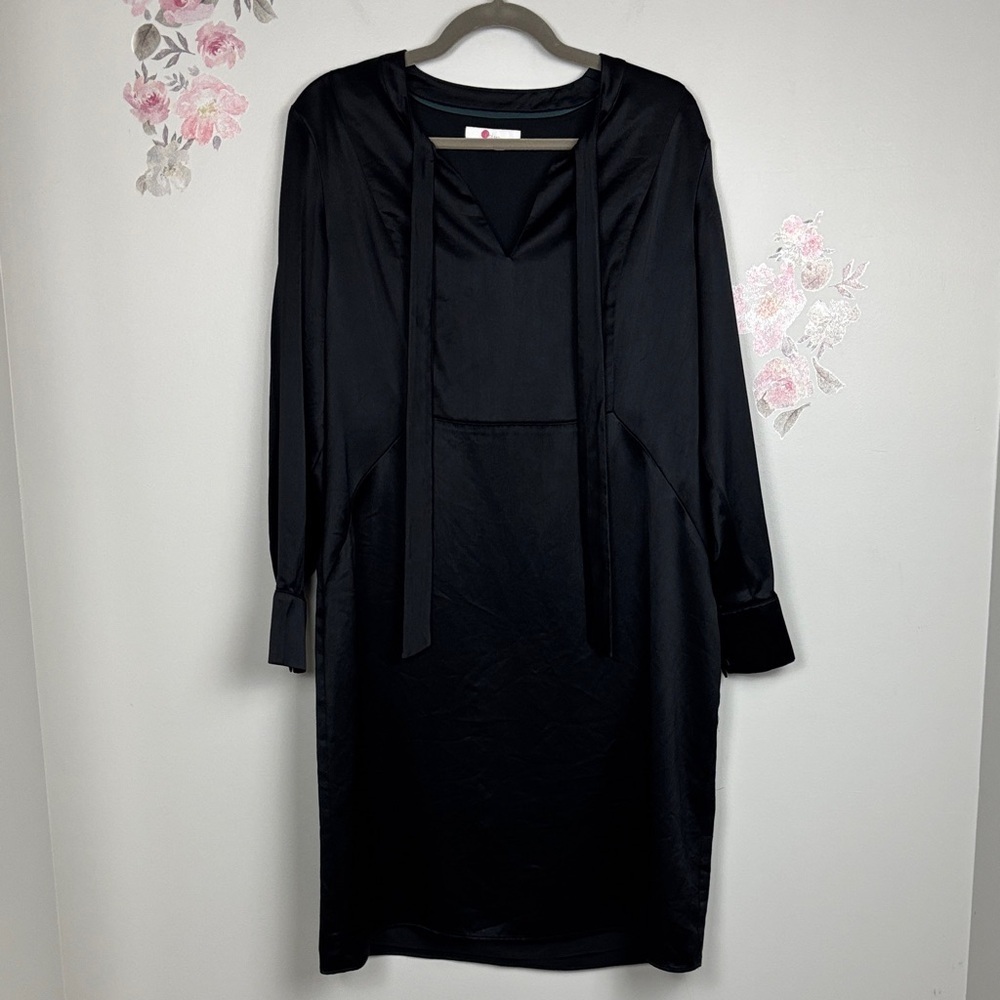 Boden Black Silky Long-Sleeve Dress - Size 14L